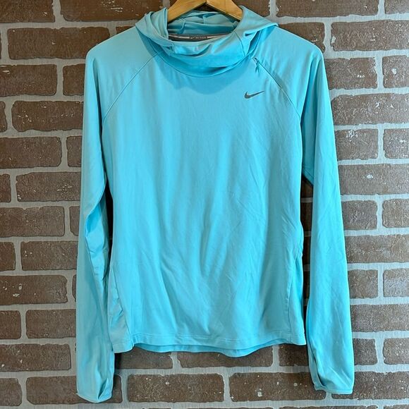 Nike Dri Fit Top Running Hoodie Size Small Aqua Athletic Top Pullover Women’s - Picture 1 of 9